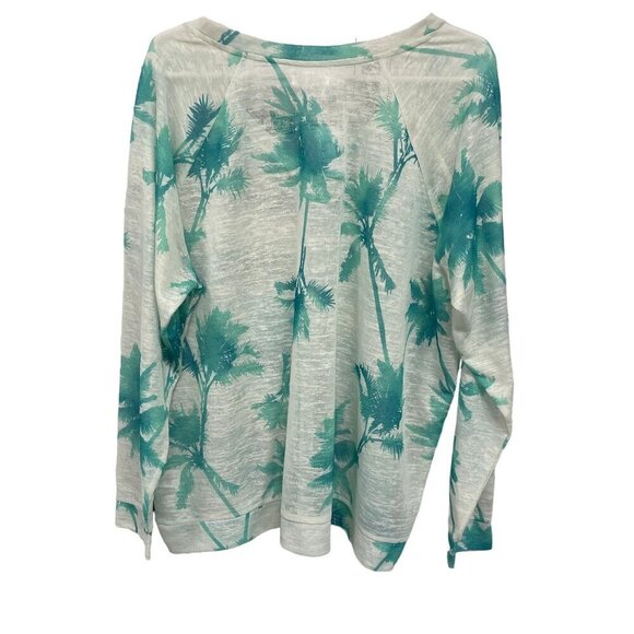 Maurices Women's Long Sleeve Palm Tree Print Top Size 3 Beach Cruise - Picture 4 of 5